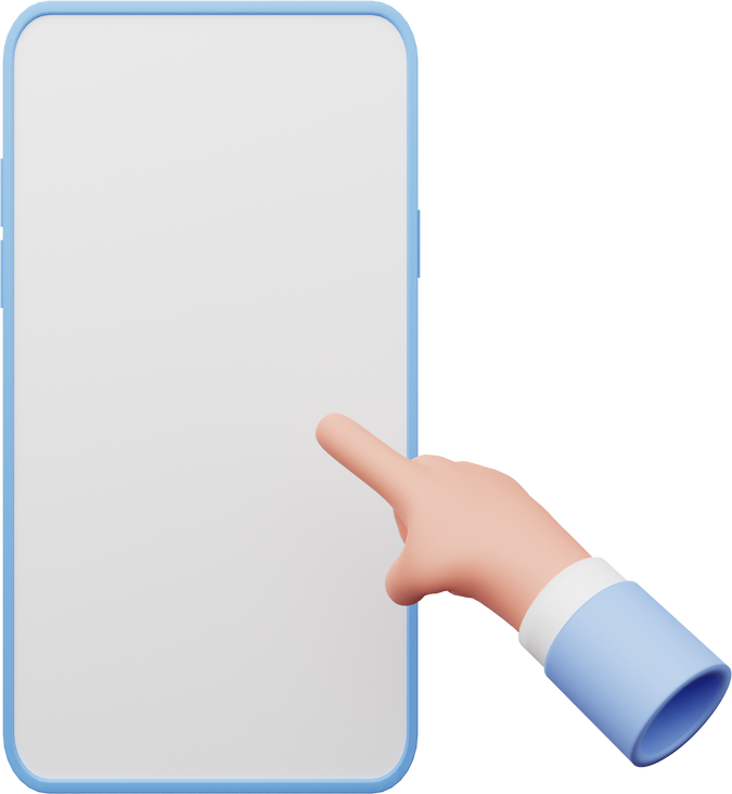 3d illustration of hand holding smartphone